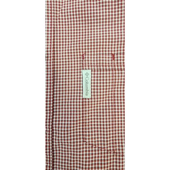 Columbia Sportswear Shirt Mens Medium Red Check Short Sleeve Button Up - Picture 8 of 12